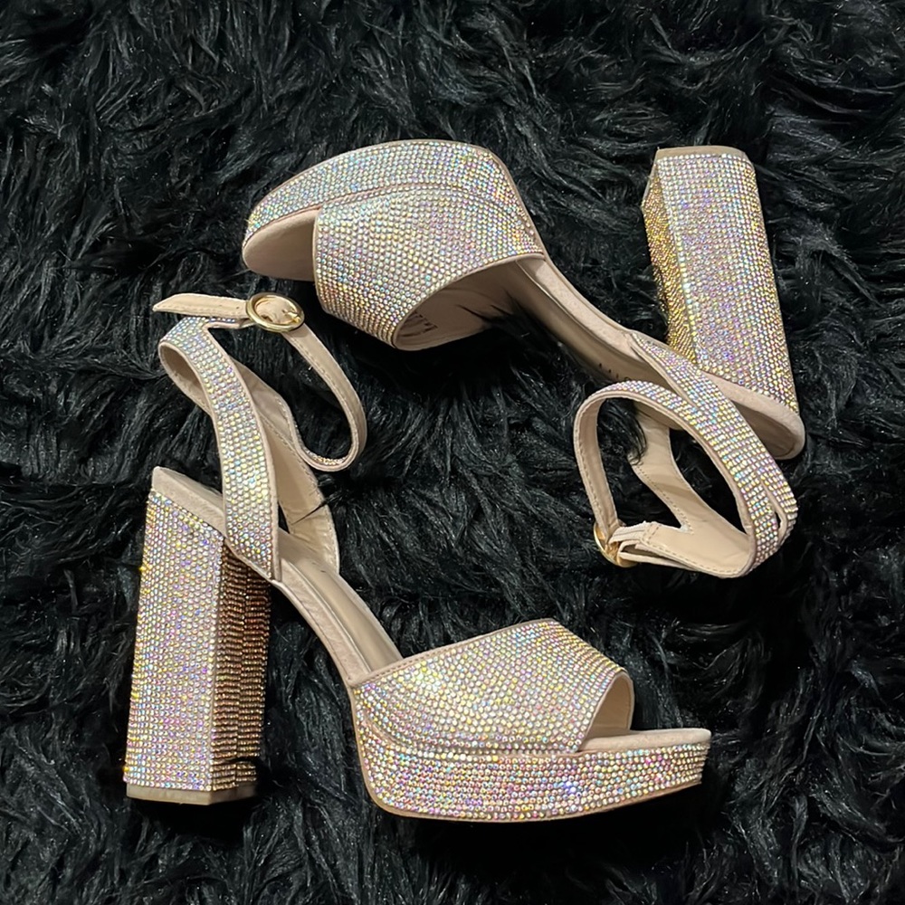 MADDEN GIRL BLINGED OUT PLATFORM CHUNKY HEEL 💎💎💎💎